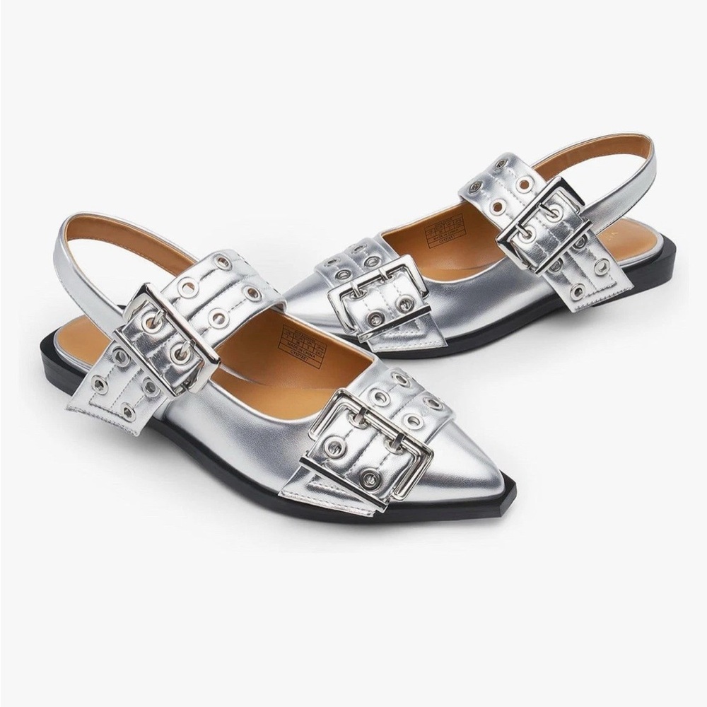 DREAM PAIRS Women's Slingback Ballet Flats, Pointed Toe Buckle Dress Shoes, sz10